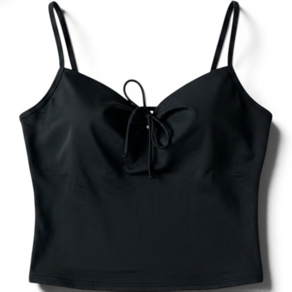 Victoria's Secret Other - Victorias Secret Black Tie Front Minimalist Tankini SwimTop Adjustable Strap 36C